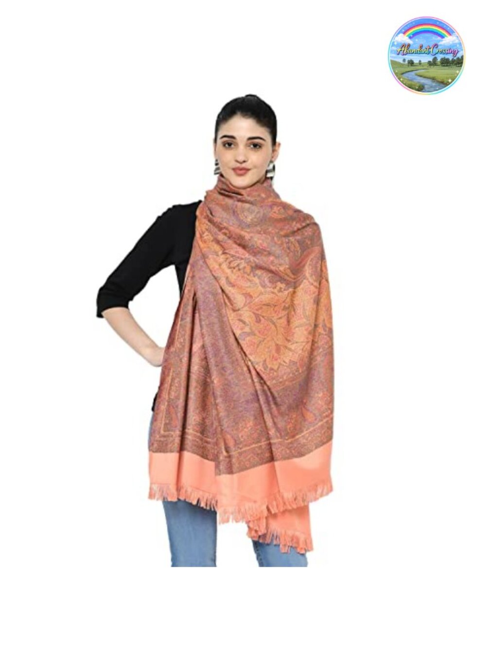 Wool Blend Pashmina Shawl Wrap Large Woven Indian Handicraft Scarf